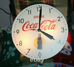 Rare Original 1950's Coca Cola Bubble Glass advertising Clock Sign