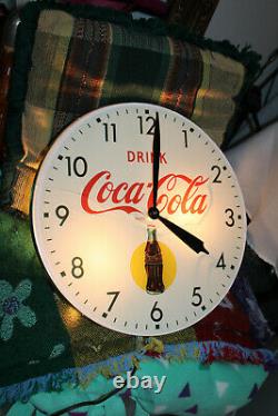 Rare Original 1950's Coca Cola Bubble Glass advertising Clock Sign