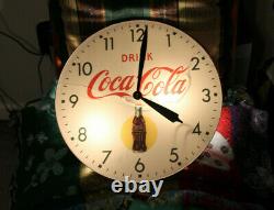Rare Original 1950's Coca Cola Bubble Glass advertising Clock Sign