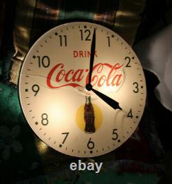 Rare Original 1950's Coca Cola Bubble Glass advertising Clock Sign