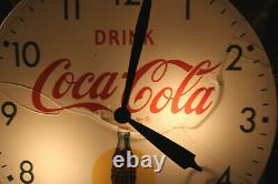 Rare Original 1950's Coca Cola Bubble Glass advertising Clock Sign