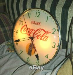 Rare Original 1950's Coca Cola Bubble Glass advertising Clock Sign! Nice