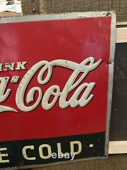 Rare! Original & Authentic''drink Coca Cola'' Tin Metal Sign 27x19 Inch Rare