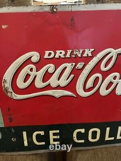 Rare! Original & Authentic''drink Coca Cola'' Tin Metal Sign 27x19 Inch Rare