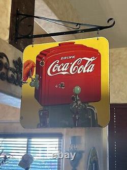 Rare! Original & Authentic''drink Coca Cola'' Tin Metal Sign 27x19 Inch Rare