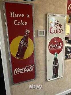 Rare! Original & Authentic''drink Coca Cola'' Tin Metal Sign 27x19 Inch Rare