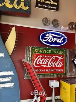 Rare Original Coca Cola SERVICE IN CAR porcelain sign 1930s