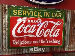 Rare Original Coca Cola SERVICE IN CAR porcelain sign 1930s