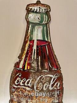 Rare Original Coca Cola Sign 38 Vintage Coke Sign Christmas Bottle Sign 1923