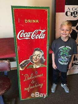 Rare Original Coca Cola Tin Metal Sign Soda Pop Country General Store