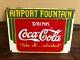 Rare Original Vintage Airport Fountain Coca Cola 1930s Porcelain Advertising