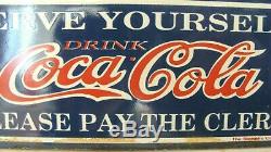 Rare Scarce Coca Cola Serve Yourself Soda Fountain Porcelain Sign Mint