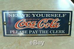 Rare Scarce Coca Cola Serve Yourself Soda Fountain Porcelain Sign Mint