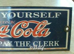 Rare Scarce Coca Cola Serve Yourself Soda Fountain Porcelain Sign Mint