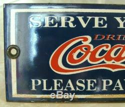 Rare Scarce Coca Cola Serve Yourself Soda Fountain Porcelain Sign Mint