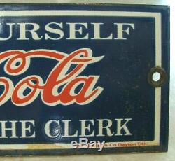 Rare Scarce Coca Cola Serve Yourself Soda Fountain Porcelain Sign Mint