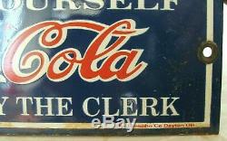 Rare Scarce Coca Cola Serve Yourself Soda Fountain Porcelain Sign Mint