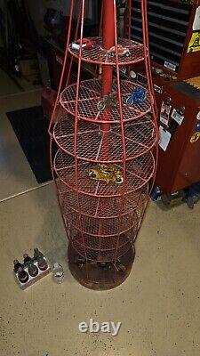 Rare, Tall, used vintage red steel & mesh Coca- Cola display stand collectible
