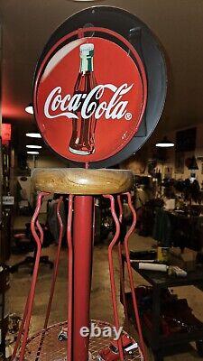 Rare, Tall, used vintage red steel & mesh Coca- Cola display stand collectible