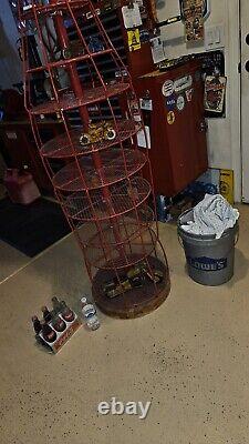 Rare, Tall, used vintage red steel & mesh Coca- Cola display stand collectible