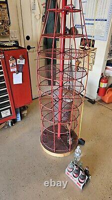 Rare, Tall, used vintage red steel & mesh Coca- Cola display stand collectible
