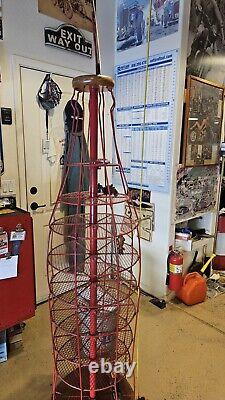 Rare, Tall, used vintage red steel & mesh Coca- Cola display stand collectible