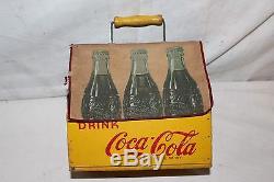 Rare Unusual Vintage 1940's Wood Coca Cola Soda Pop 6 Bottle Carrier Sign