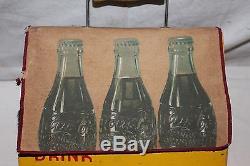 Rare Unusual Vintage 1940's Wood Coca Cola Soda Pop 6 Bottle Carrier Sign