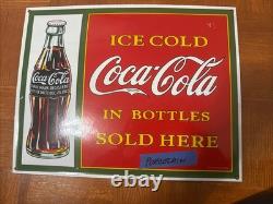 Rare VINTAGE COCA-COLA PORCELAIN SIGN BEVERAGE SODA COKE 16