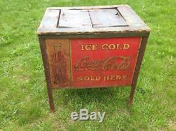 Rare Vintage 1920s Coca Cola Cooler General Store Fixture Wood Metal Original