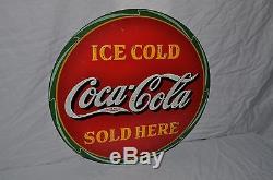 Rare Vintage 1932 Coca Cola Coke 20 Single Sided Embossed Metal Sign