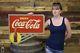 Rare Vintage 1940's Coca Cola Soda Pop Bottle 2 Sided 24 Metal Flange Sign Coke
