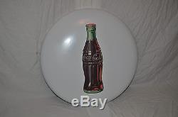 Rare Vintage 1940s Coke Coca Cola 24 Single Sided White Porcelain Button Sign
