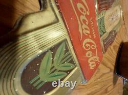 Rare Vintage 1941 Coca Cola Soda Pop Gas Oil Embossed Metal Thermometer Sign