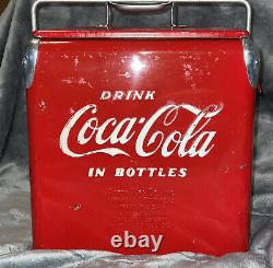 Rare Vintage 1950's Coca Cola Acton Junior Soda 6pk Picnic Cooler Metal Sign