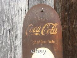 Rare Vintage 1950's Coca Cola Soda Pop 30 Metal Cigar Thermometer SignNice