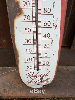 Rare Vintage 1950's Coca Cola Soda Pop 30 Metal Cigar Thermometer SignWorks