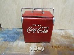 Rare Vintage 1950's Coca Cola Soda Pop Acton Junior Picnic Cooler Metal Sign