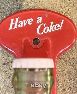 Rare Vintage 1950's Coca Cola Soda Pop Bottle Door Push Pull Handle Sign