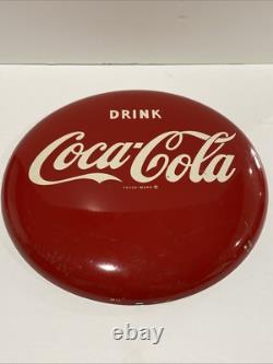 Rare Vintage 1950s Drink Coca-Cola 12 Button Metal Soda Sign Stamped AM55