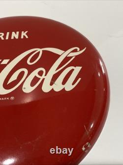 Rare Vintage 1950s Drink Coca-Cola 12 Button Metal Soda Sign Stamped AM55