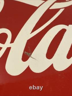 Rare Vintage 1950s Drink Coca-Cola 12 Button Metal Soda Sign Stamped AM55