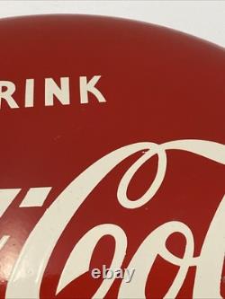 Rare Vintage 1950s Drink Coca-Cola 12 Button Metal Soda Sign Stamped AM55