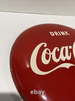 Rare Vintage 1950s Drink Coca-Cola 12 Button Metal Soda Sign Stamped AM55
