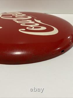Rare Vintage 1950s Drink Coca-Cola 12 Button Metal Soda Sign Stamped AM55