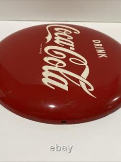 Rare Vintage 1950s Drink Coca-Cola 12 Button Metal Soda Sign Stamped AM55