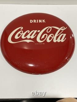 Rare Vintage 1950s Drink Coca-Cola 12 Button Metal Soda Sign Stamped AM55