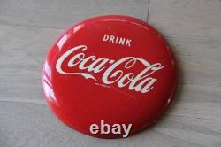 Rare Vintage 1950s Drink Coca-Cola 12 Button Metal Soda Sign Stamped AM 10-51