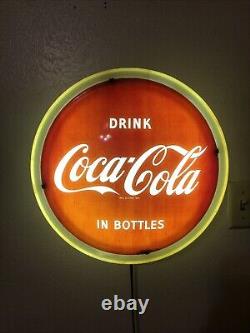 Rare Vintage 1960's Coca-cola Round Halo In Bottles Lightup Sign Works