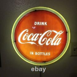 Rare Vintage 1960's Coca-cola Round Halo In Bottles Lightup Sign Works